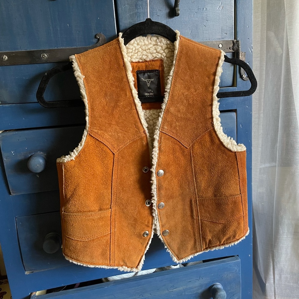 Kids Leather/Suede and Sherpa vest- vintage